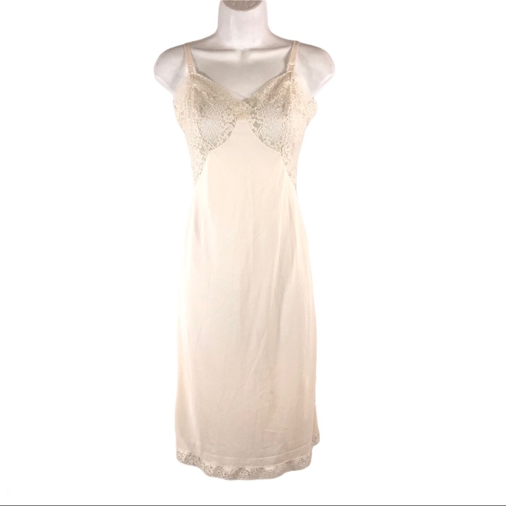 1920s Ivory Lace Silk Slip